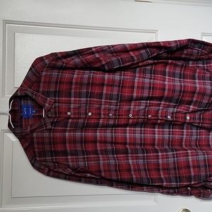 Mens red, black and gray plaid, buttondown shirt, XL Apt.9
